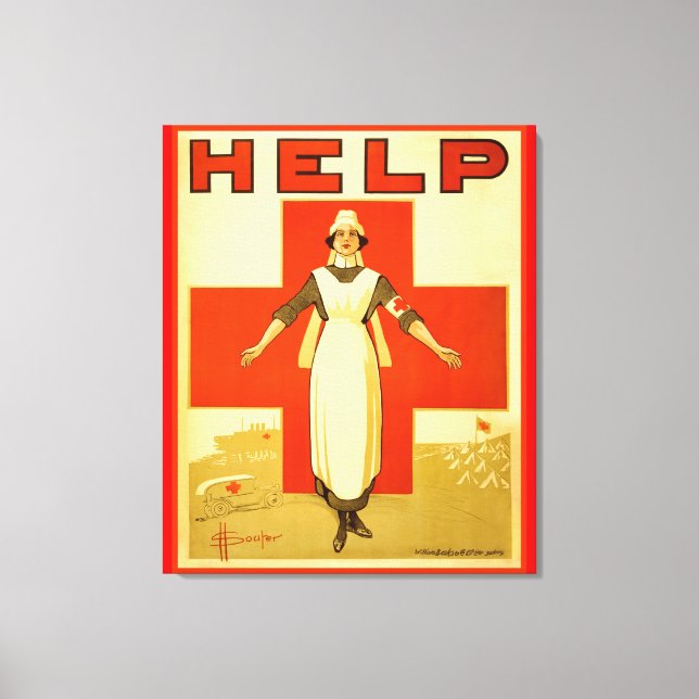 Red Cross Nurse World War 1 Poster Wrapped Canvas (Front)