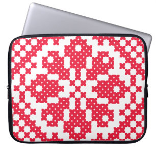 Red cross-stitch Pattern Laptop Sleeve