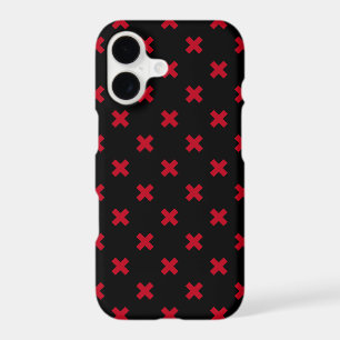 Red cross stitches on black