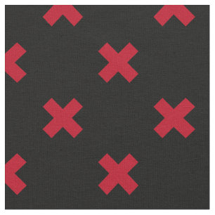 Red cross stitches on black fabric