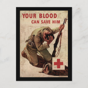 Red Cross Your Blood Can Save Him Postcard