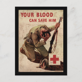 Red Cross Your Blood Can Save Him Postcard