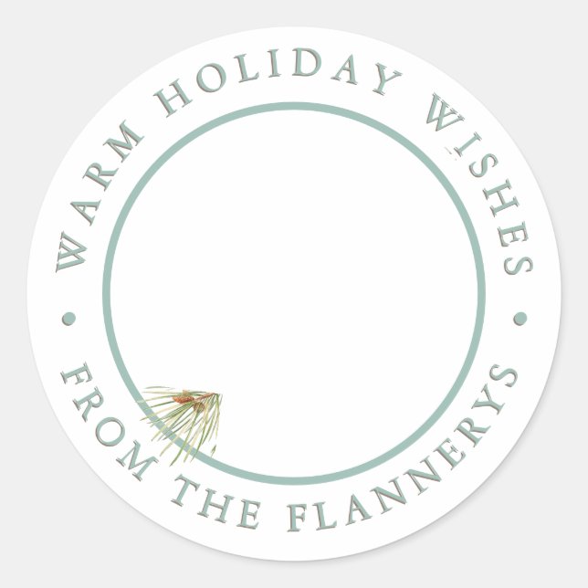 Red Crossbill Bird Pine Holiday Personalised  Classic Round Sticker (Front)