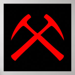Red Crossed Rock Hammers Poster