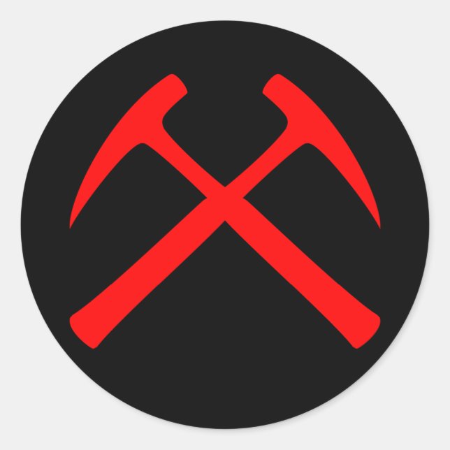 Red Crossed Rock Hammers Sticker (Front)