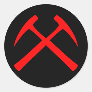 Red Crossed Rock Hammers Sticker