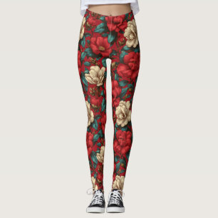 Red Crossfit Gardenias Petal Gifts For Women Leggings