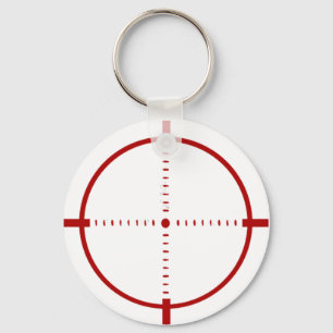 Red Crosshair Target Button  Key Ring