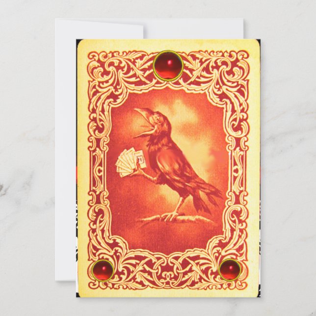 RED CROW PLAYING CARDS,POKER PARTY WAX SEAL INVITATION (Front)