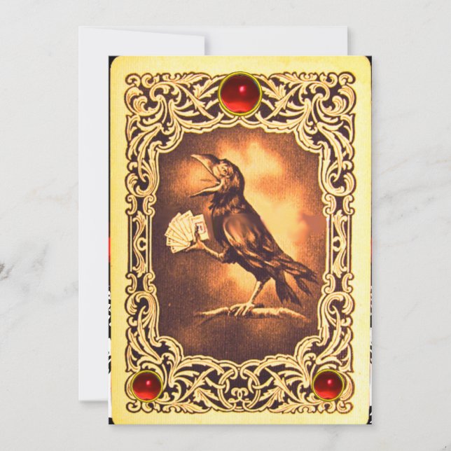 RED CROW PLAYING CARDS,POKER PARTY WAX SEAL INVITATION (Front)