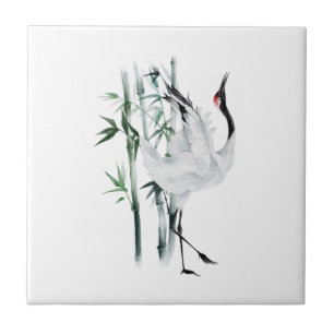 Red-Crowned Crane Bamboo Shoots Tile