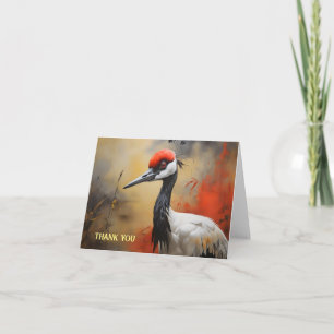 Red Crowned crane close up Card