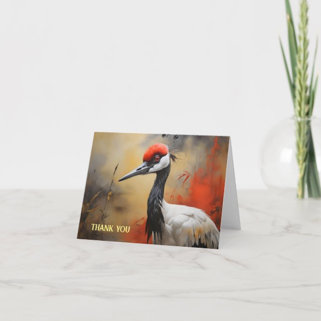Red Crowned crane close up Card (Front)