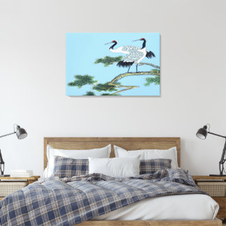 Red Crowned Crane Standing Wrapped Canvas Print