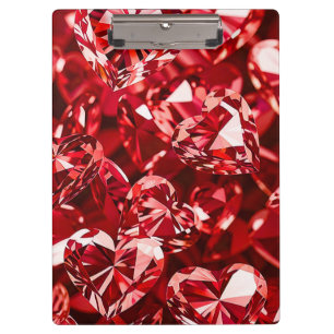 Red Crystal Diamond Hearts Clipboard