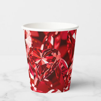 Red Crystal Diamond Hearts Paper Cups
