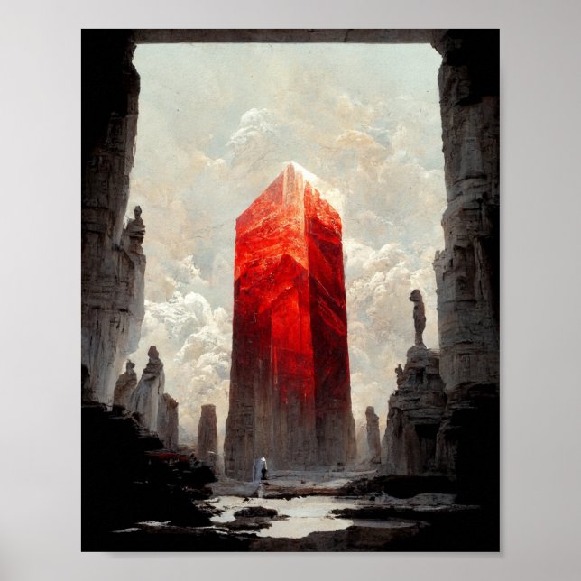 Red Crystal Fantasy Science Fiction Art Poster (Front)