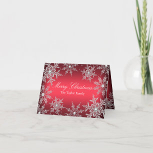 Red Crystal Snowflake Merry Christmas Card