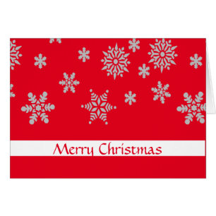 Red Crystal Snowflake White Badge Merry Christmas