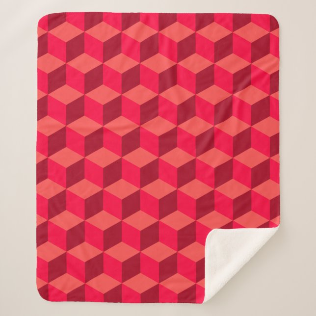 Red Cubes Sherpa Blanket (Front)