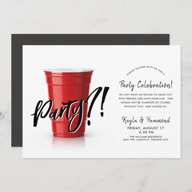 Red Cup | Any Occassion Celebration Party Fun Invi Invitation (Front/Back)