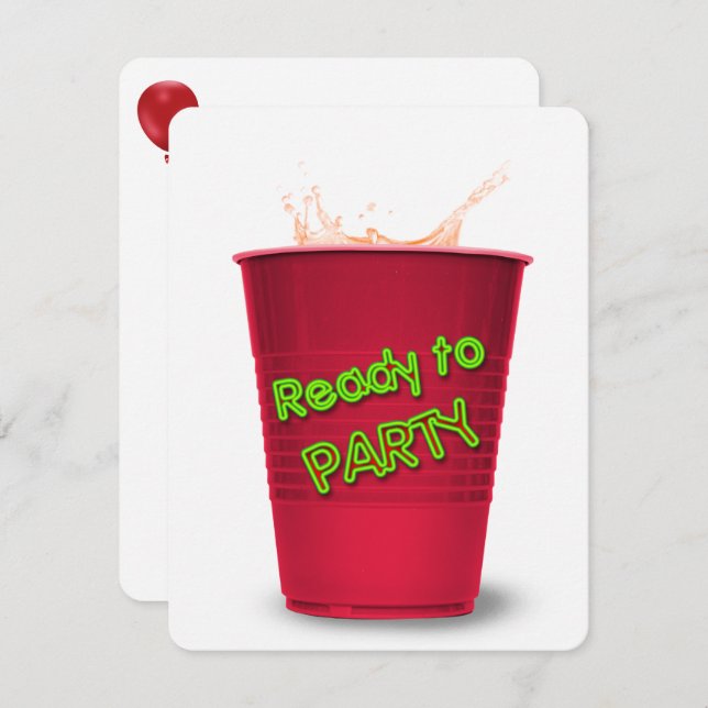 Red Cup Drink party Invitation (Front/Back)