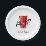 Red Cup Humour | Special Occassion Celebration  Paper Plate<br><div class="desc">Sometimes,  you just need an excuse to party.  This set of paper plates has all the elements for your special occasion or non-occasion celebration.
It features a classic red cup with the words "party?!" above it.  Underneath is a spot for your unique information.</div>