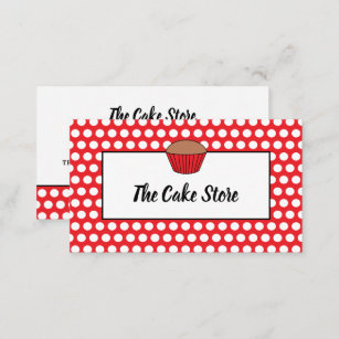 Red Cupcake & Polka Dot, Cake Maker, Cake Store Business Card