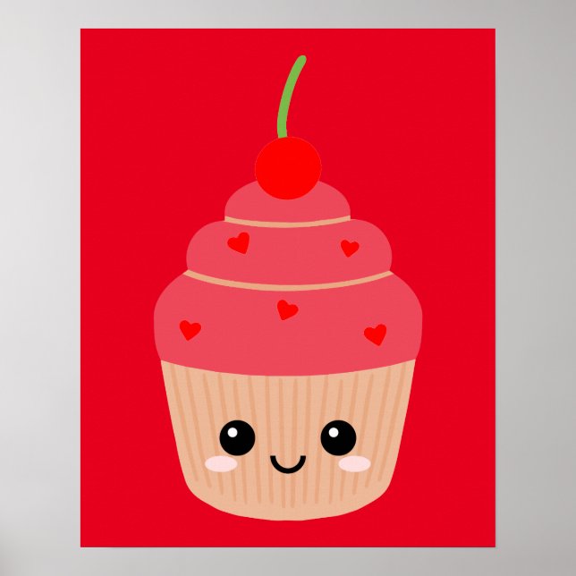 Red Cupcake Print, Dessert Theme  Poster (Front)