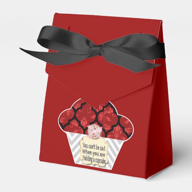 Red Cupcake Quotes Party Favour Box (Front Side)