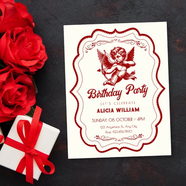 Red cupid angel invitation (Creator Uploaded)