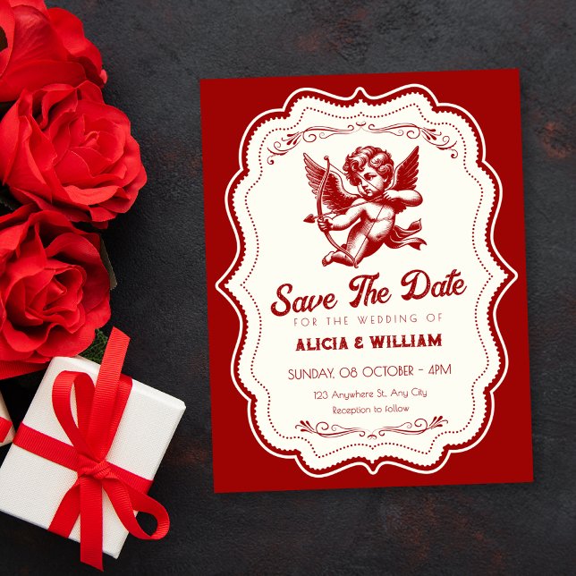 Red cupid angel wedding  save the date (Creator Uploaded)