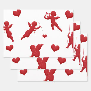 Red Cupid Valentine's Day Wrapping Paper Sheet