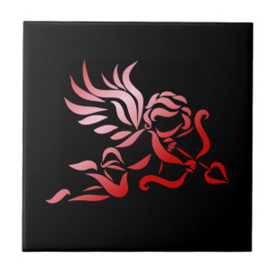 Red Cupid with Bow and Arrow Tile