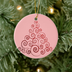 Red Curleque Christmas Tree Ceramic Tree Decoration
