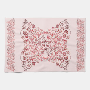 Red Curleque Christmas Tree Tea Towel