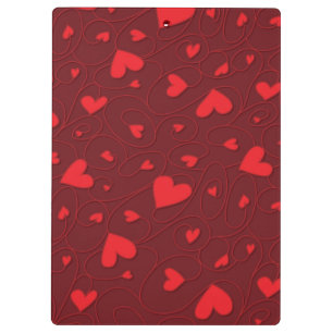 Red curly hearts clipboard