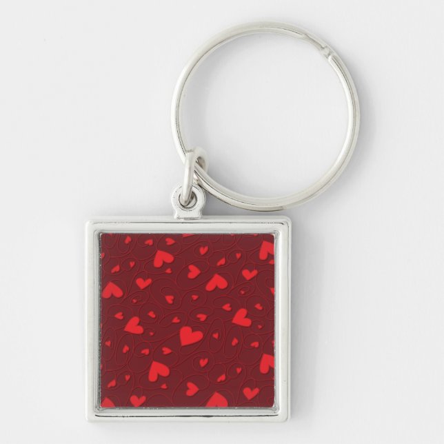 Red curly hearts key ring (Front)