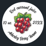 Red currant juice stickers for jars<br><div class="desc">jelly jar labels with blackcurrant JUICE personalised christmas stickers with farm name watercolor  Red currant juiceround lid label custom canning tags fresh local organic fruit markets homemade jelly with love text sweet editable diy gift template customisable stamps with Your Name Farmhouse Wedding Rustic FavorsPackaging for Small Business Vendors</div>