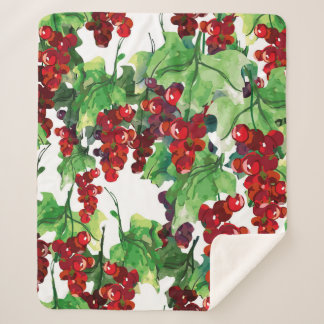 Red Currant Seamless Pattern Sherpa Blanket