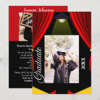 Red Curtain Black & Yellow Photo Graduation Grad