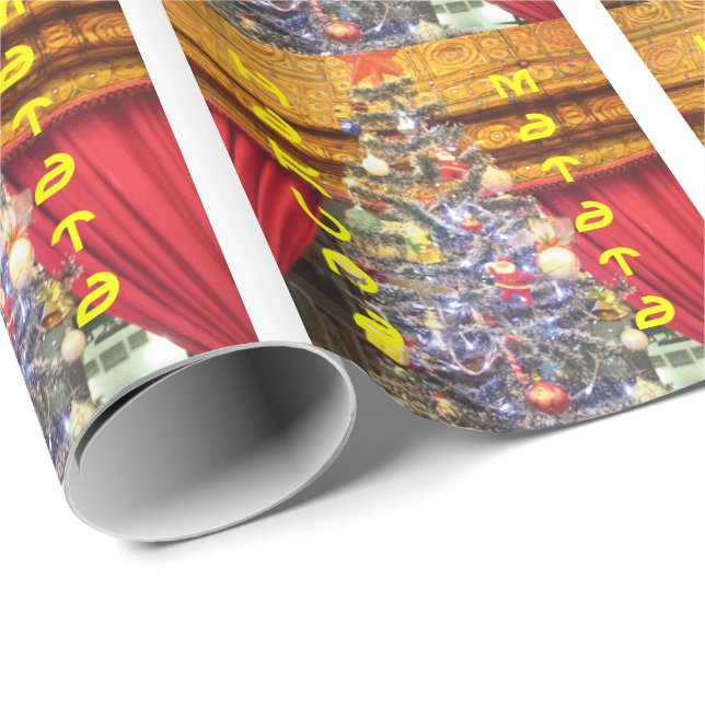 Red Curtain Christmas tree wrapping paper (Roll Corner)