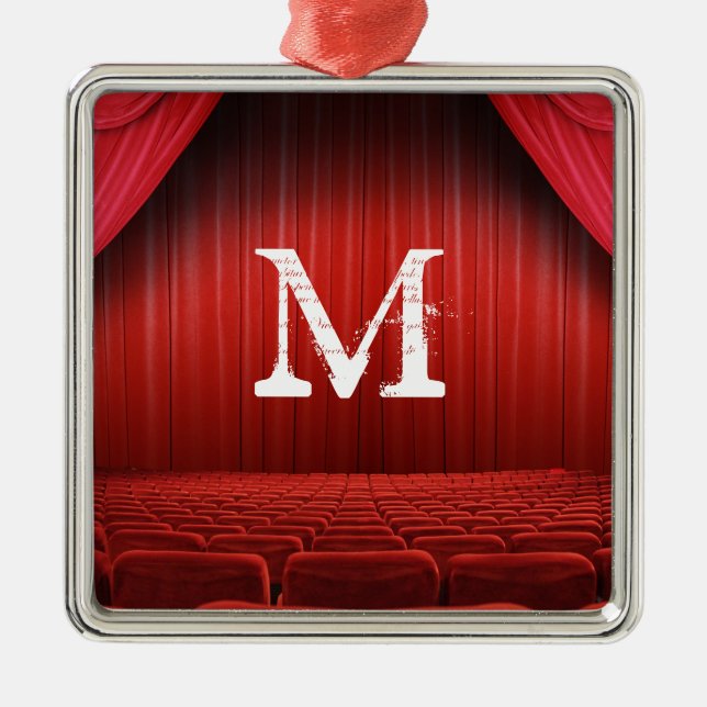 Red Curtain Theatre Monogram Initial Ornament (Front)