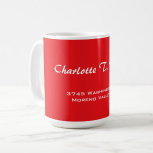Red Curve Brush Script Elegant Minimalist Modern Coffee Mug
