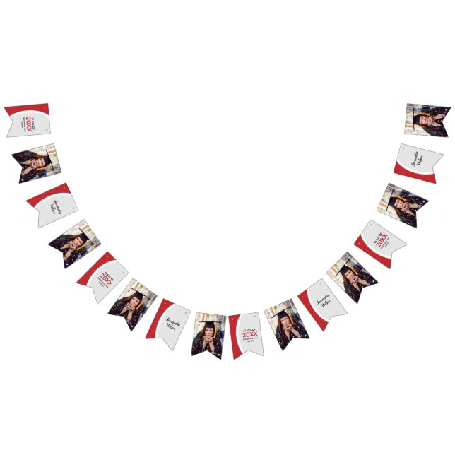 Red Curved Frame Photo Graduation Bunting (All)