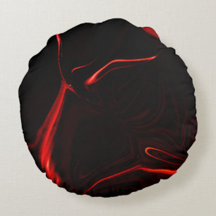 Red curves or undulation in darkest red background round cushion