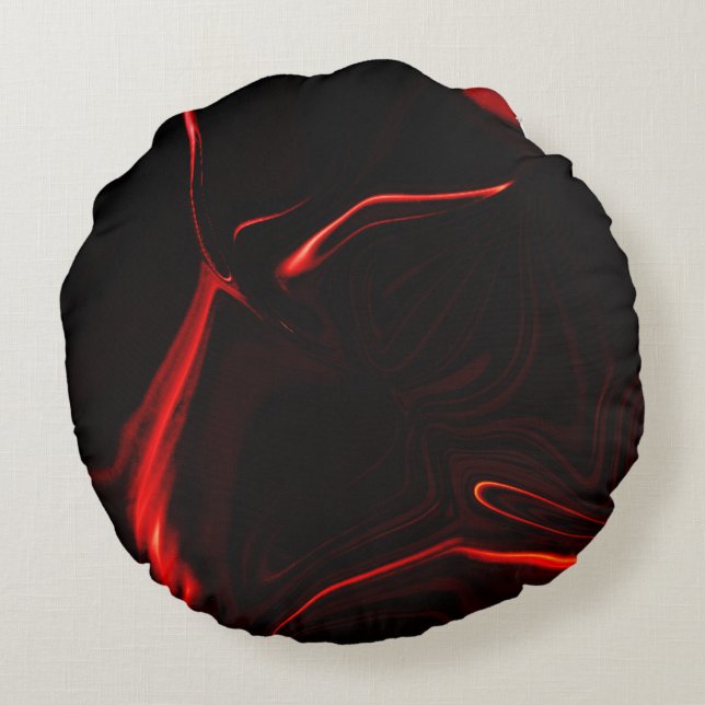Red curves or undulation in darkest red background round cushion (Back)