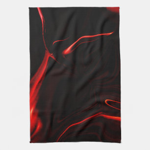 Red curves or undulations in darkest red fund tea towel