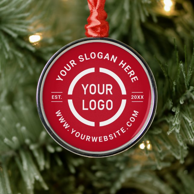 Red custom business ornaments with logo (Tree)