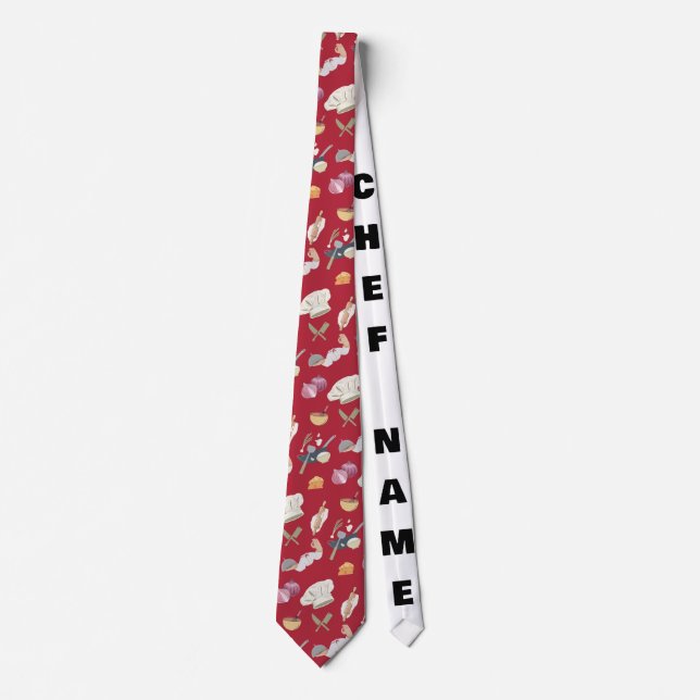 Red Custom Chef Theme Pattern Tie (Front)